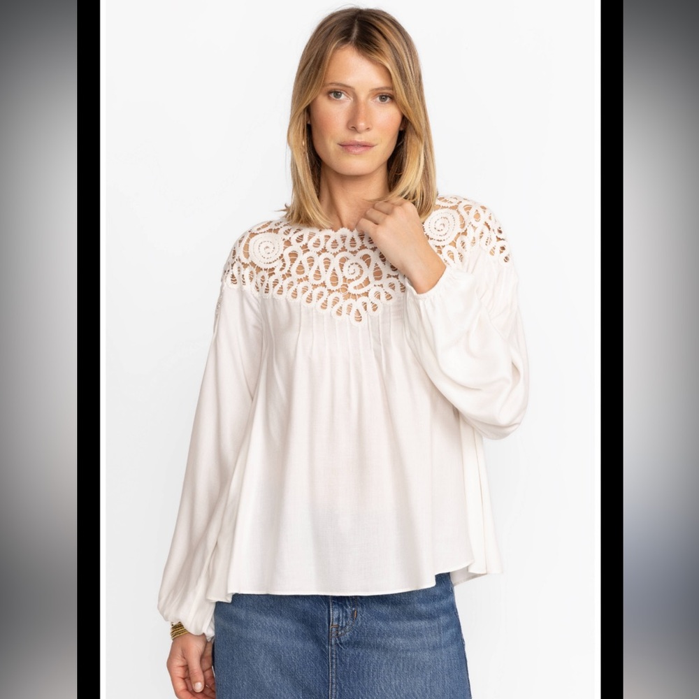 Jonathan Simkhal Ivory Lace Neckline Boxy Blouse Small ( Oversized)